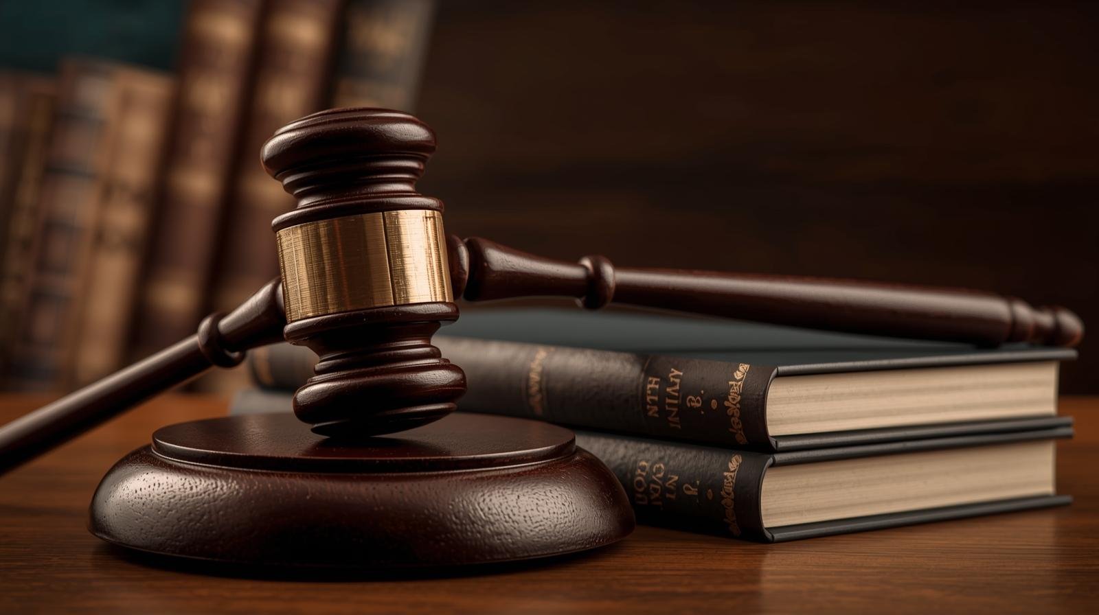 Judge’s gavel on law books